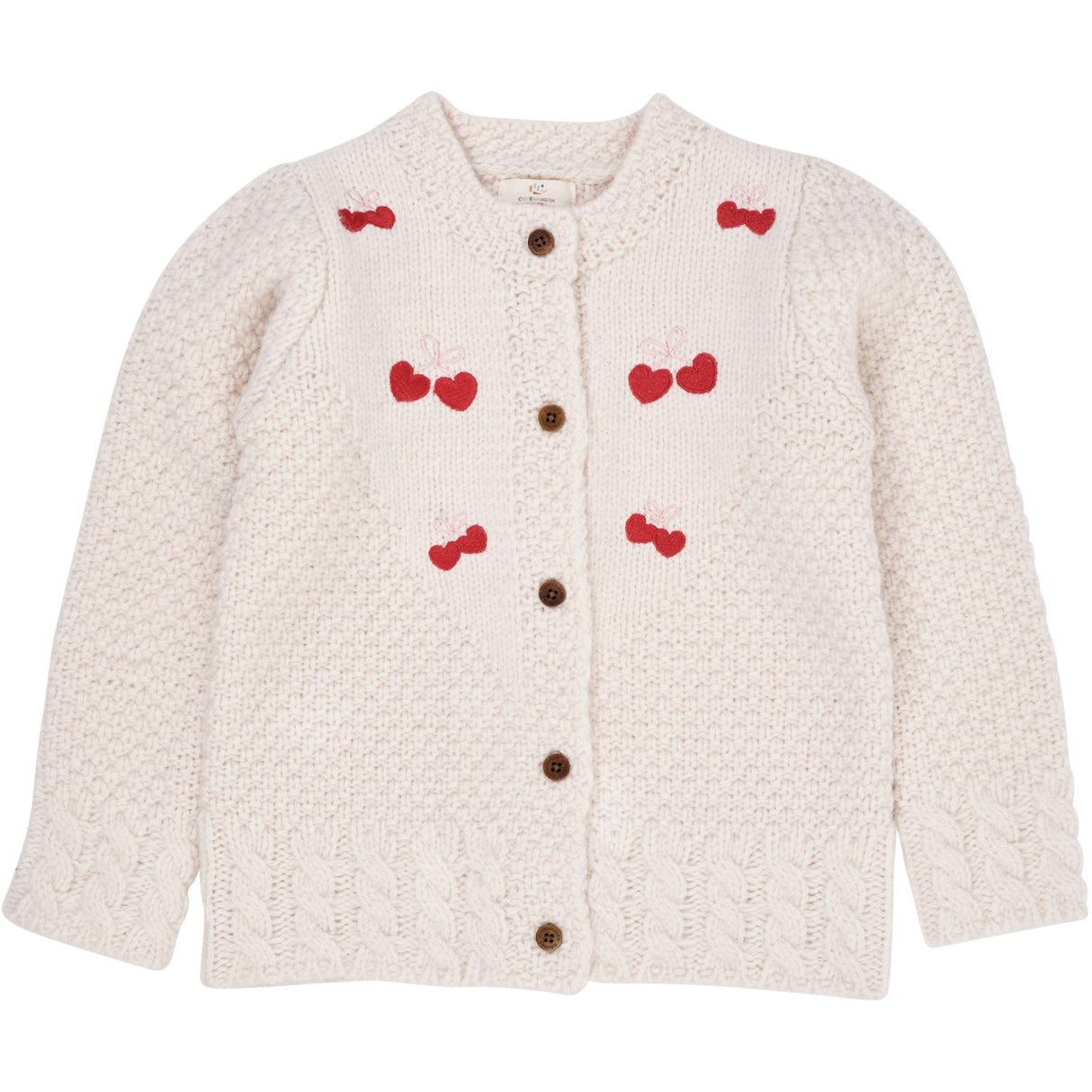 Copenhagen Colors Cream Cardigan i Lammull M. Rosett Emb