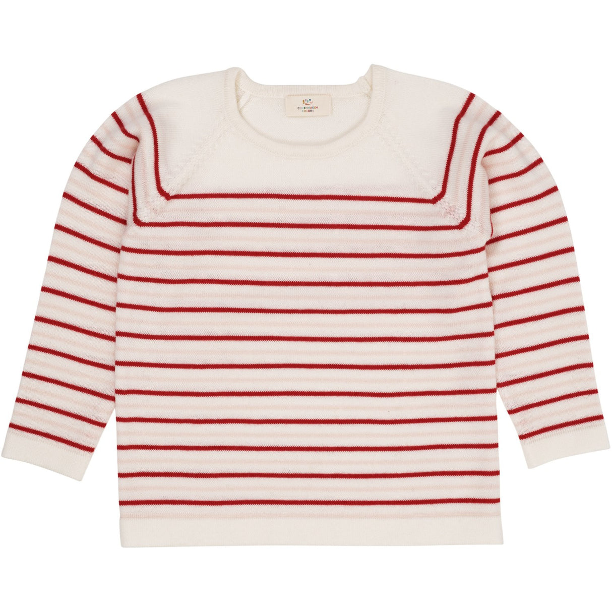 Copenhagen Colors Cream/Dusty Rose/Red Combi Merino Striped Blus