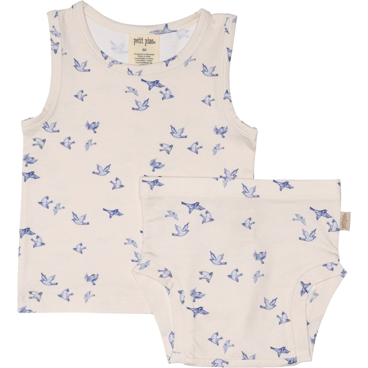 Petit Piao Blue Bird Underkläder Set Printed