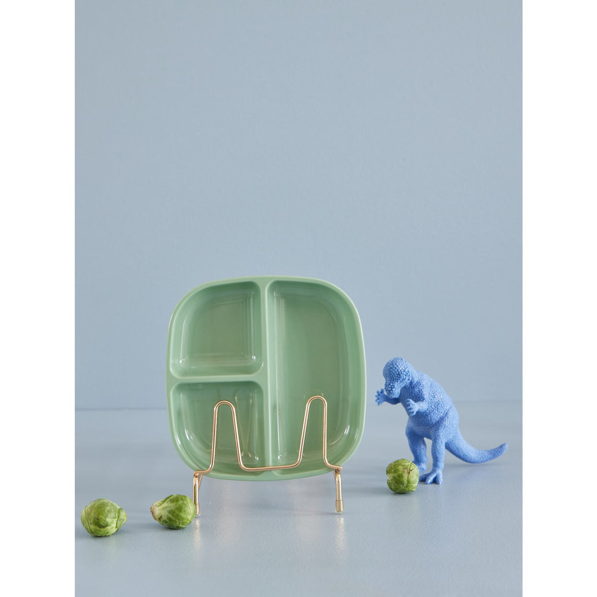 RICE Green Melamin Børnetallerken med 3 Rum