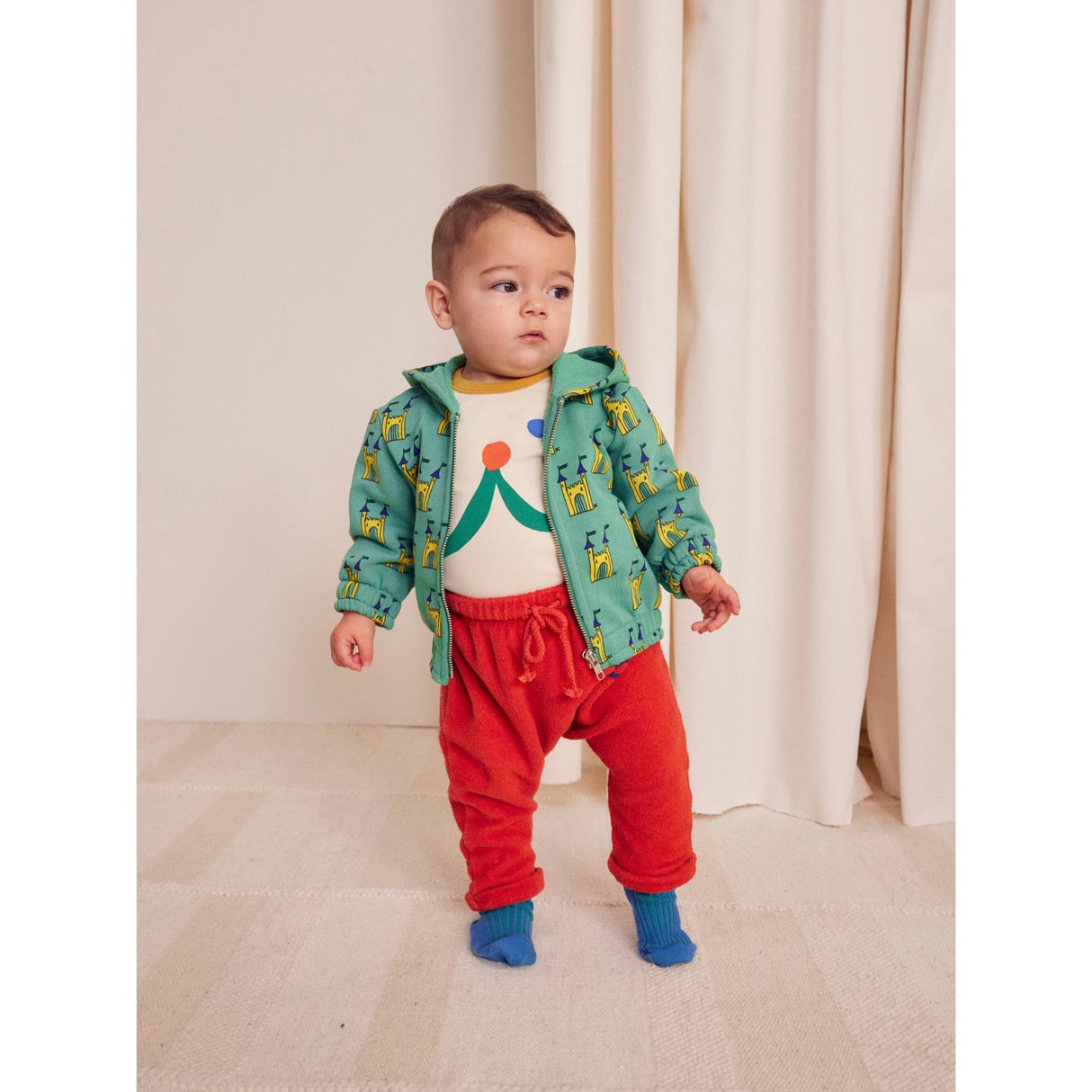 Bobo Choses Green Faraway Castle All Över Zipped Sweatshirt