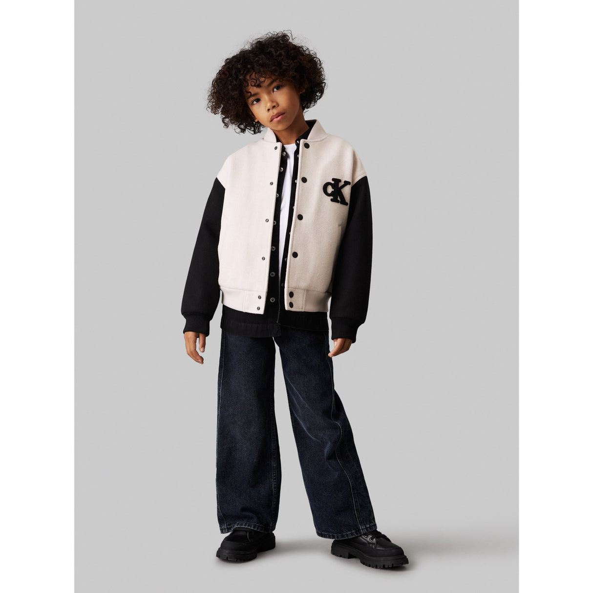 Calvin Klein Oatmeal Heather Heather Varsity Jacket