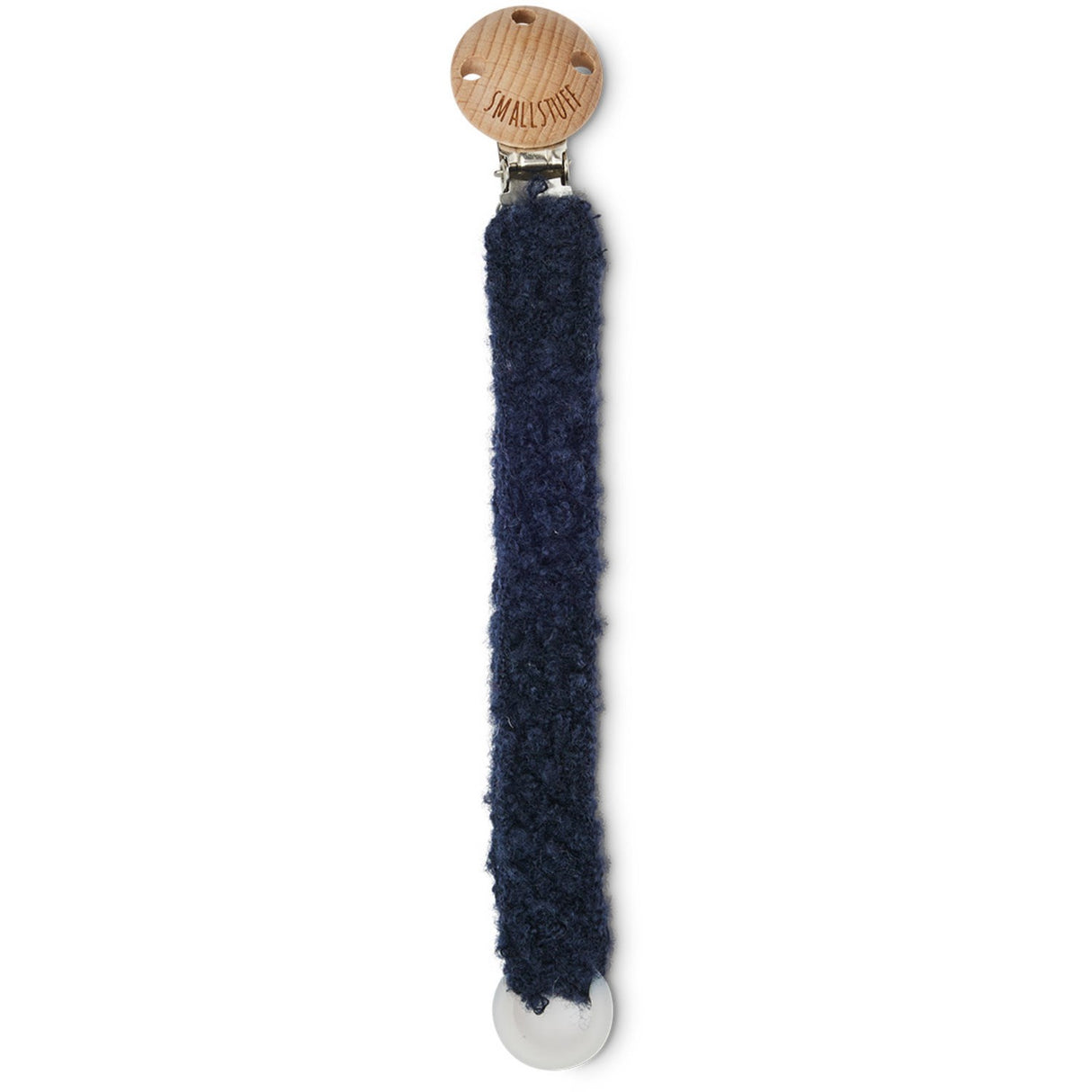 Smallstuff Navy Stickad Nappsnöre Bouclé Merinoull