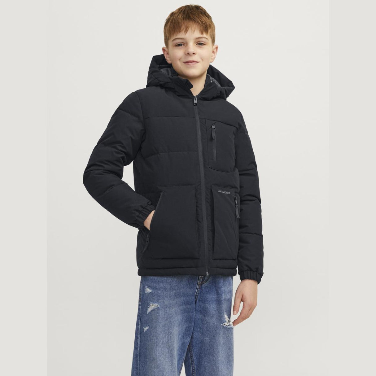 Jack & Jones Junior Black Eotto Puffer Jacka