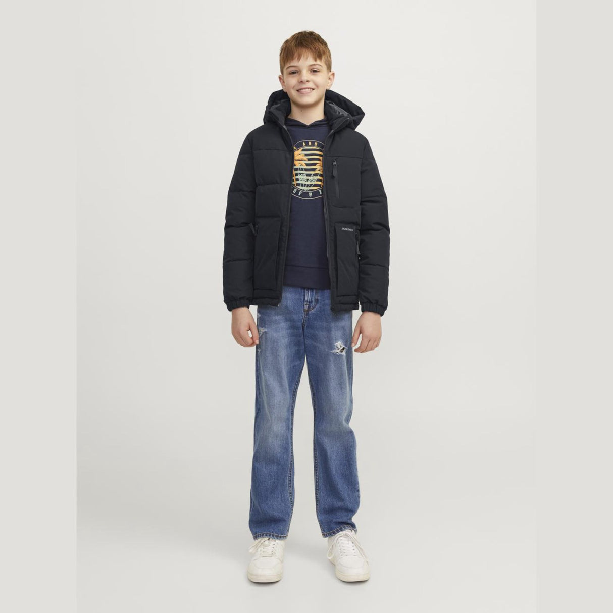 Jack & Jones Junior Black Eotto Puffer Jacka