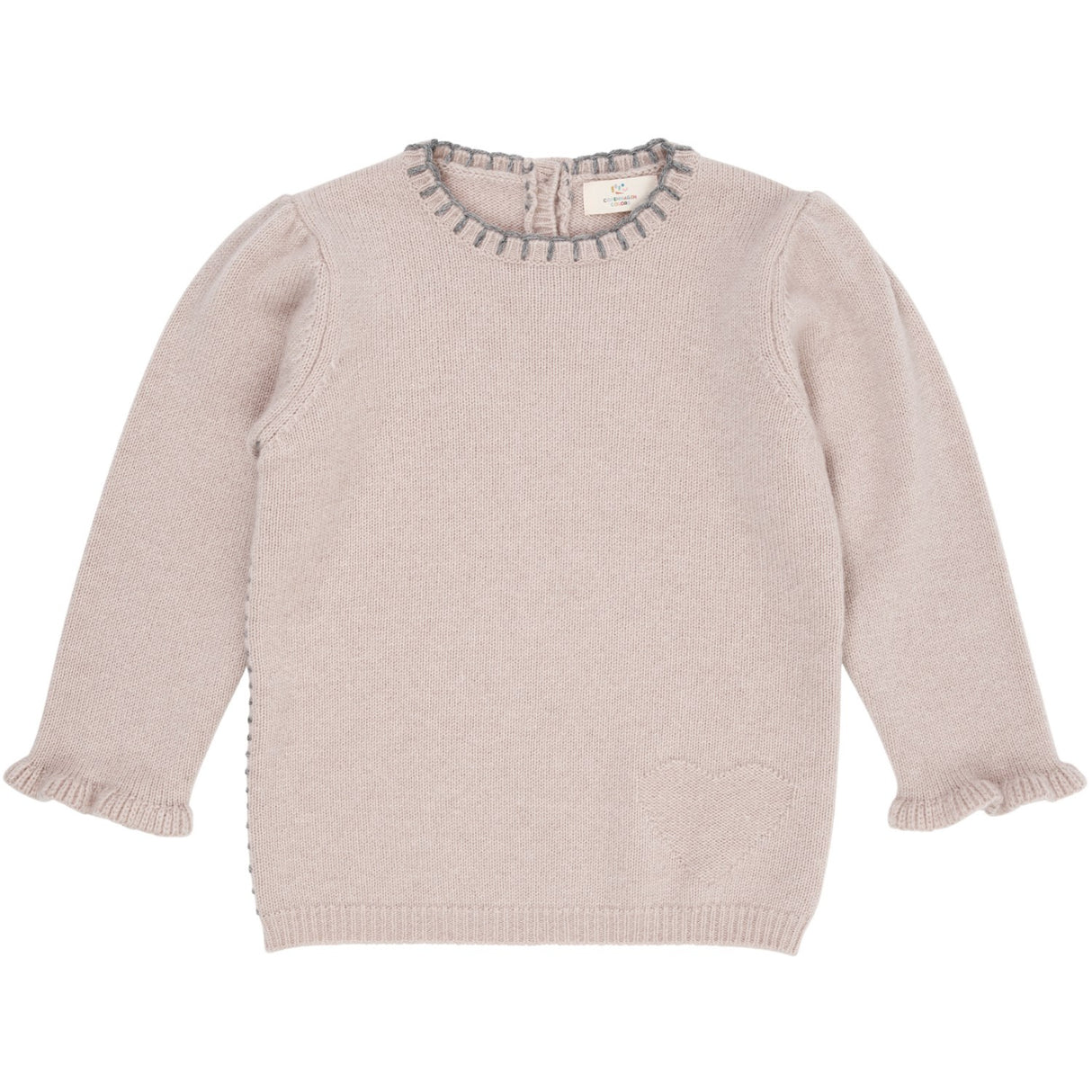 COPENHAGEN COLORS Beige kashmirblus med hjärta