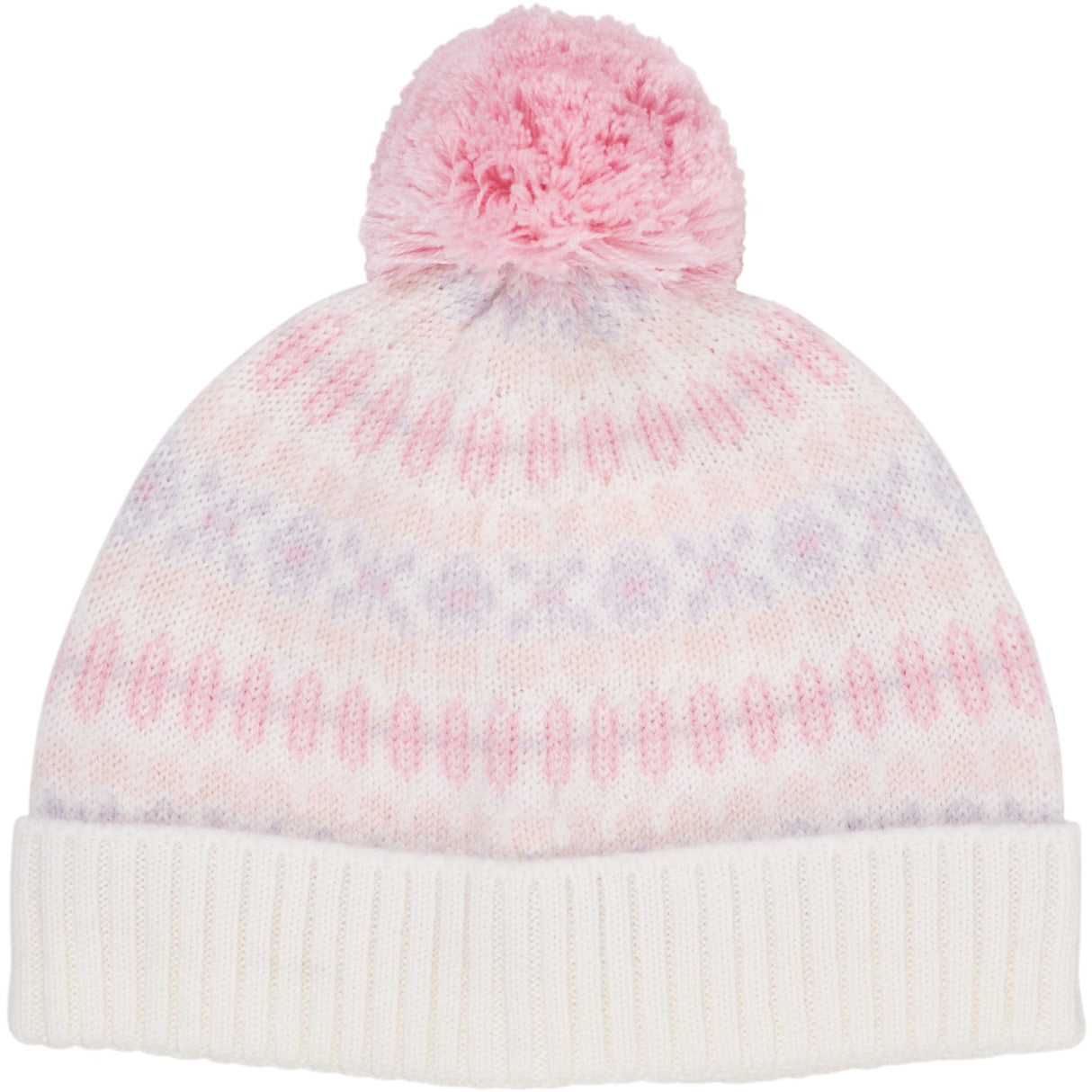 COPENHAGEN COLORS Lavender Combi Merino Pattern Mössa W. Pompom