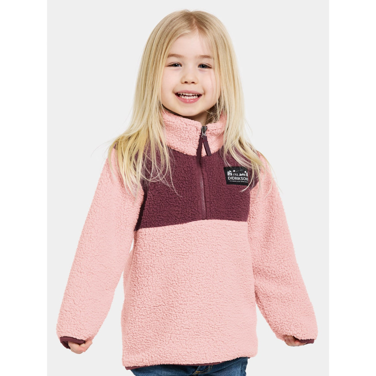 Didriksons Dusty Pink Gosig Kids Halfzip Fleece Jacka