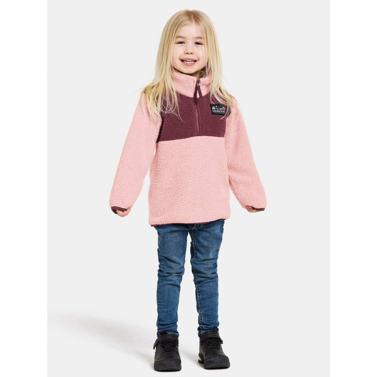 Didriksons Dusty Pink Gosig Kids Halfzip Fleece Jacka