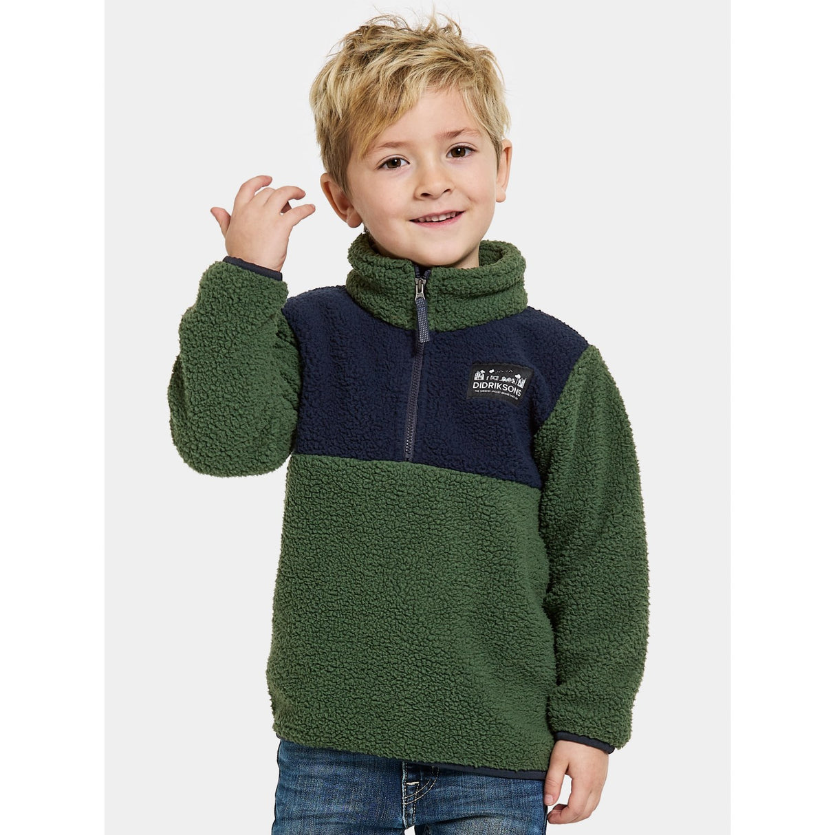 Didriksons Pine Green Gosig Kids Halfzip Fleecejacka