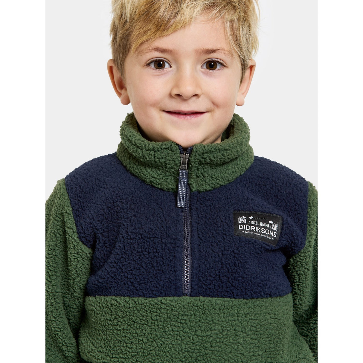 Didriksons Pine Green Gosig Kids Halfzip Fleecejacka