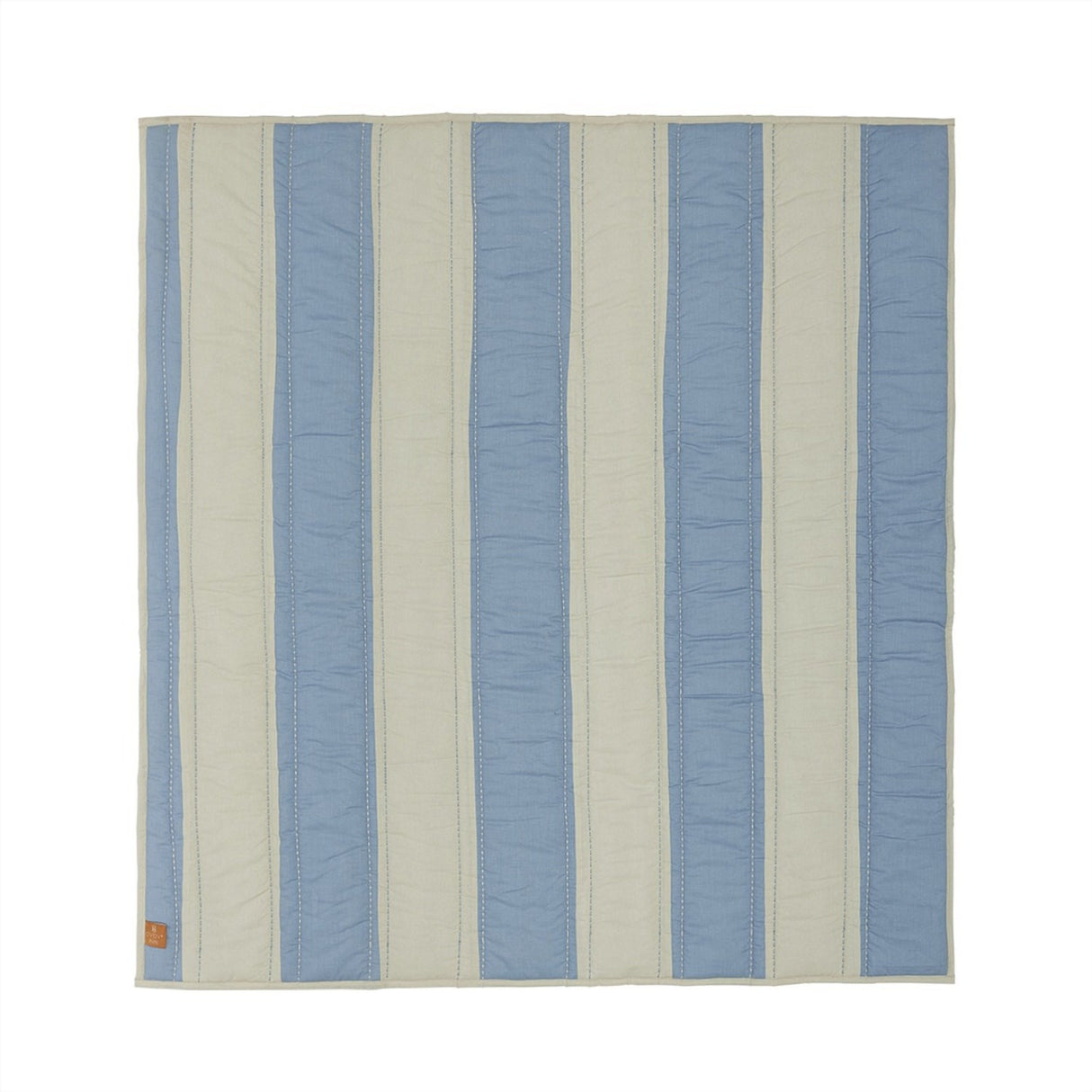 OYOY Blue/Clay Striped Quiltad Filt