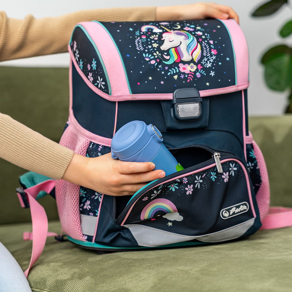 REER Dricksflaska med sugrör - Blå