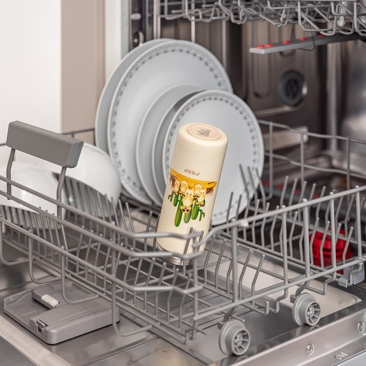 REER Dricksflaska med sugrör - Creme