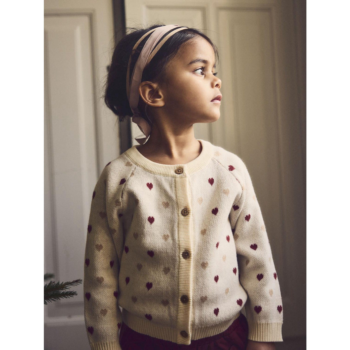 Lil'Atelier Turtledove Saran Stickad Cardigan Heart