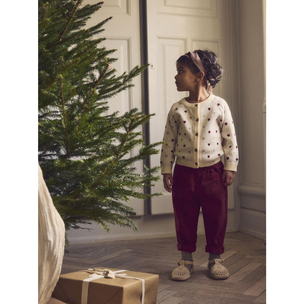 Lil'Atelier Turtledove Saran Stickad Cardigan Heart