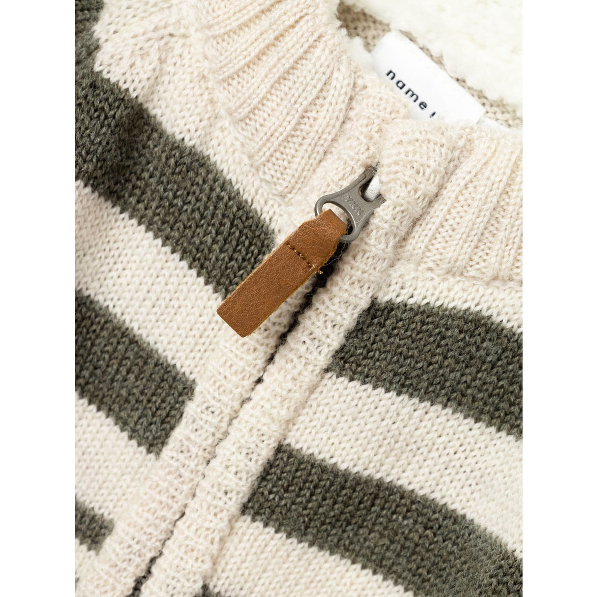 Name It Mulled Basil Wriss Ull Stickad Cardigan