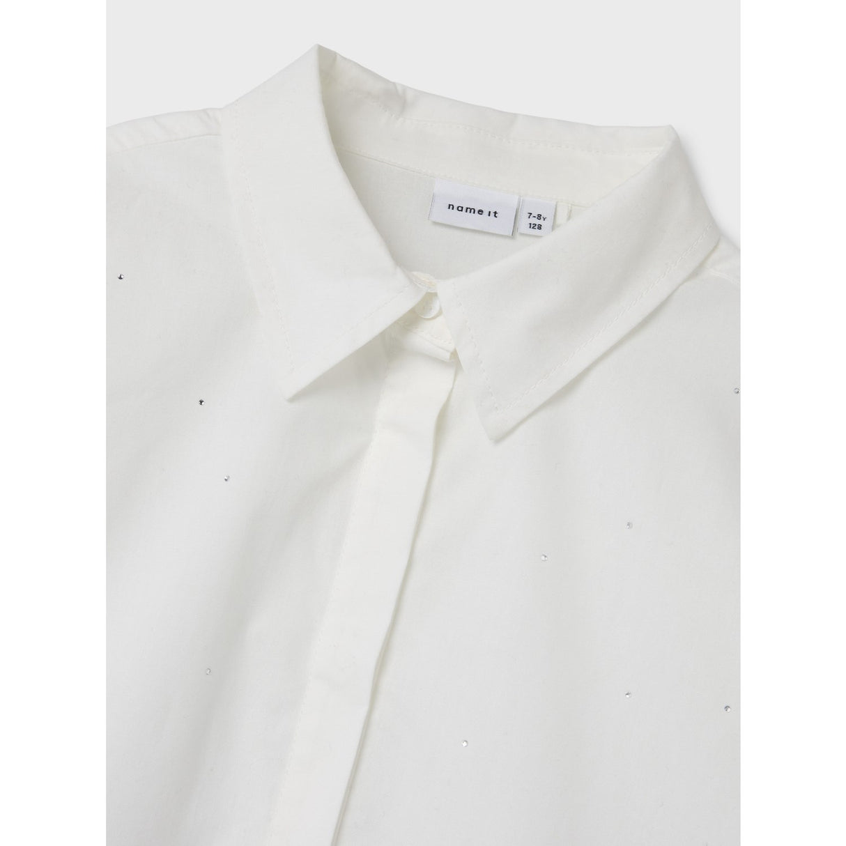 Name It Bright White Studs Olara Short Loose Skjorta
