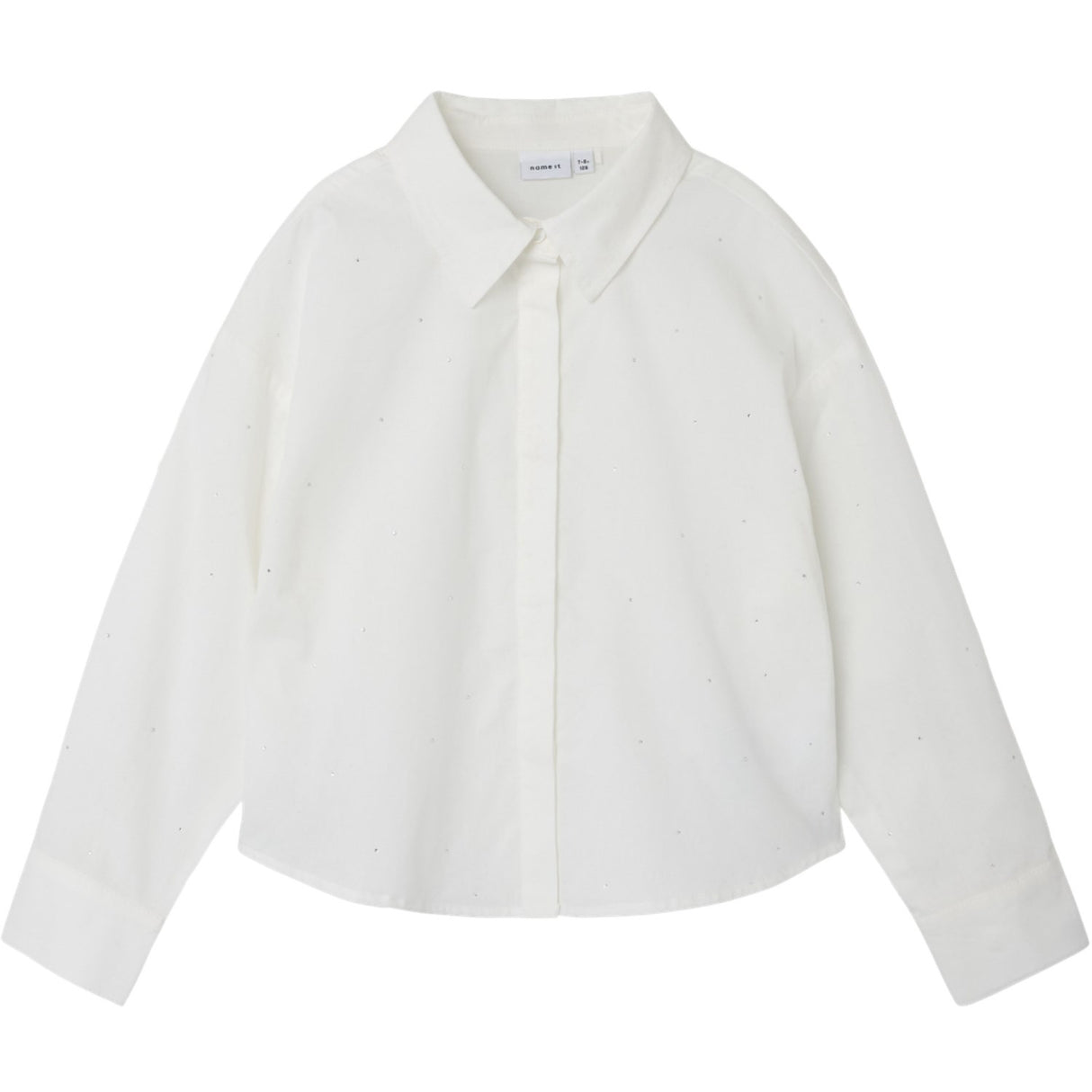 Name It Bright White Studs Olara Short Loose Skjorta