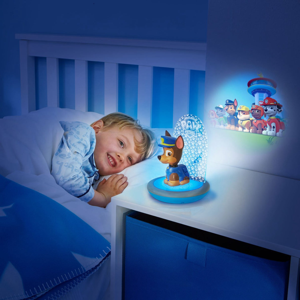 Paw Patrol Chase Kids Magic Bedside Night Light, Torch and Projector