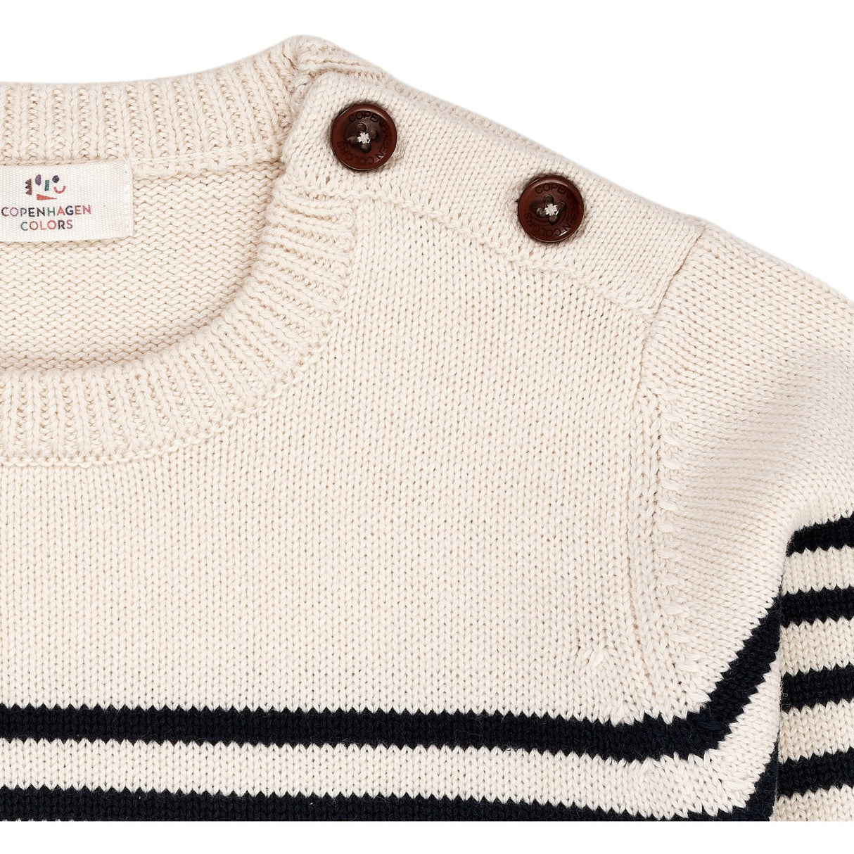 Copenhagen Colors Cream Navy Combi Stickad Striped Sailor Sweater