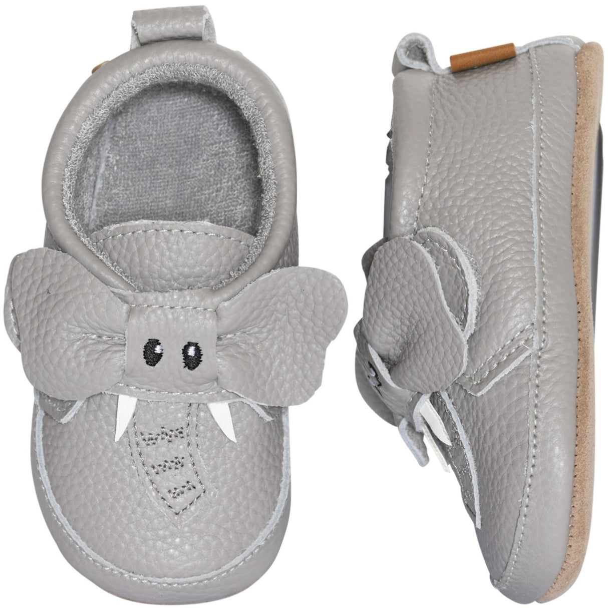 MELTON Opal Grey Elephant läder tofflor