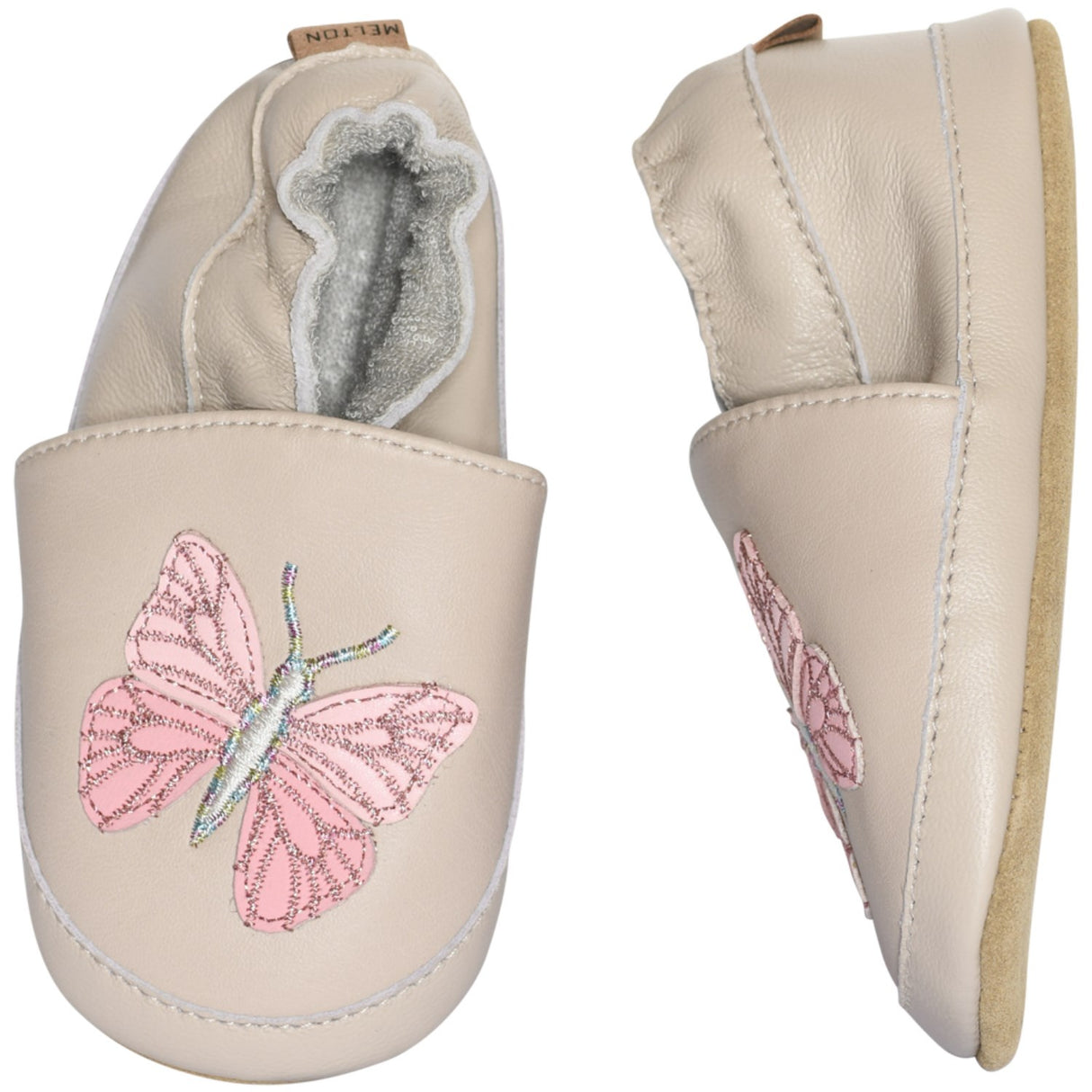 MELTON Oxford Tan Papillon lädertofflor