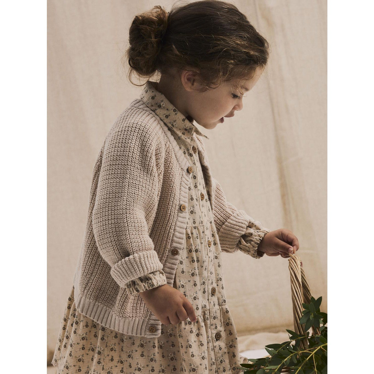 Lil'Atelier Sheer Bliss Emlen Lin Stickad Cardigan Noos