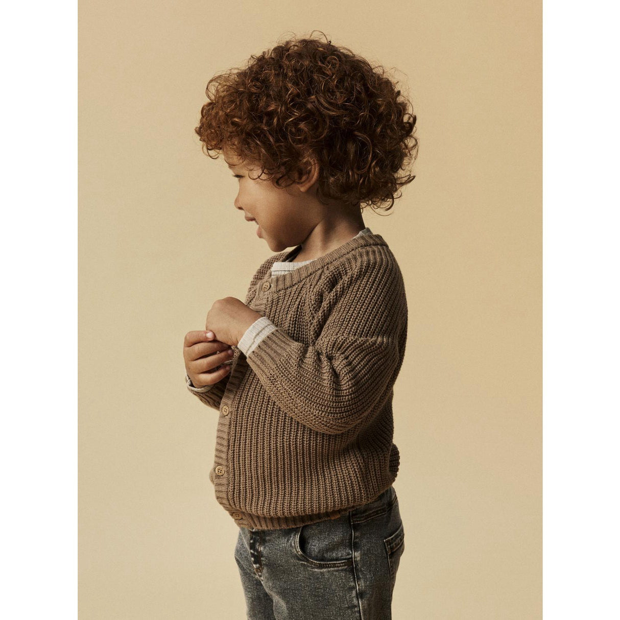 Lil'Atelier Sepia Tint Emlen Lin Stickad Cardigan Noos