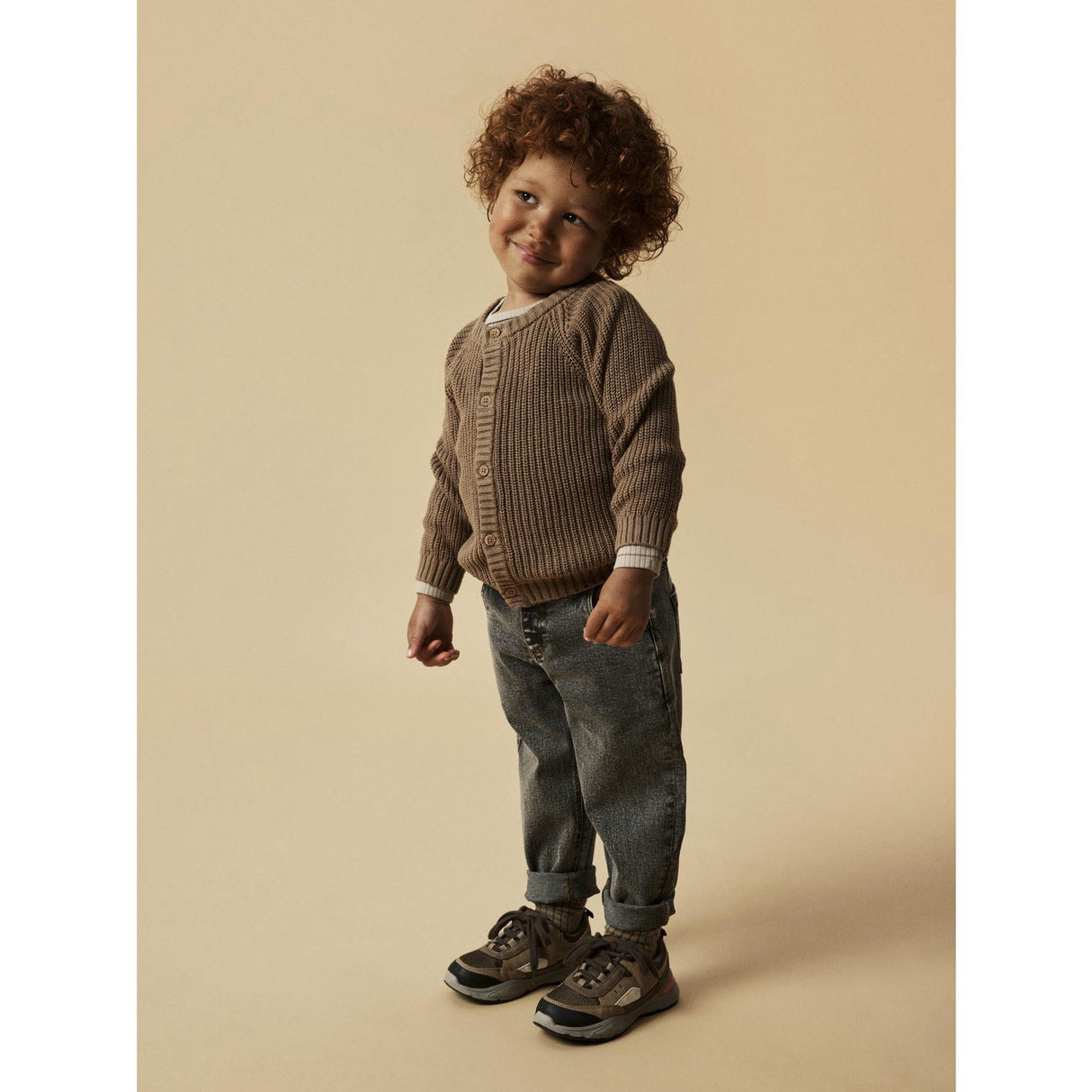 Lil'Atelier Sepia Tint Emlen Lin Stickad Cardigan Noos