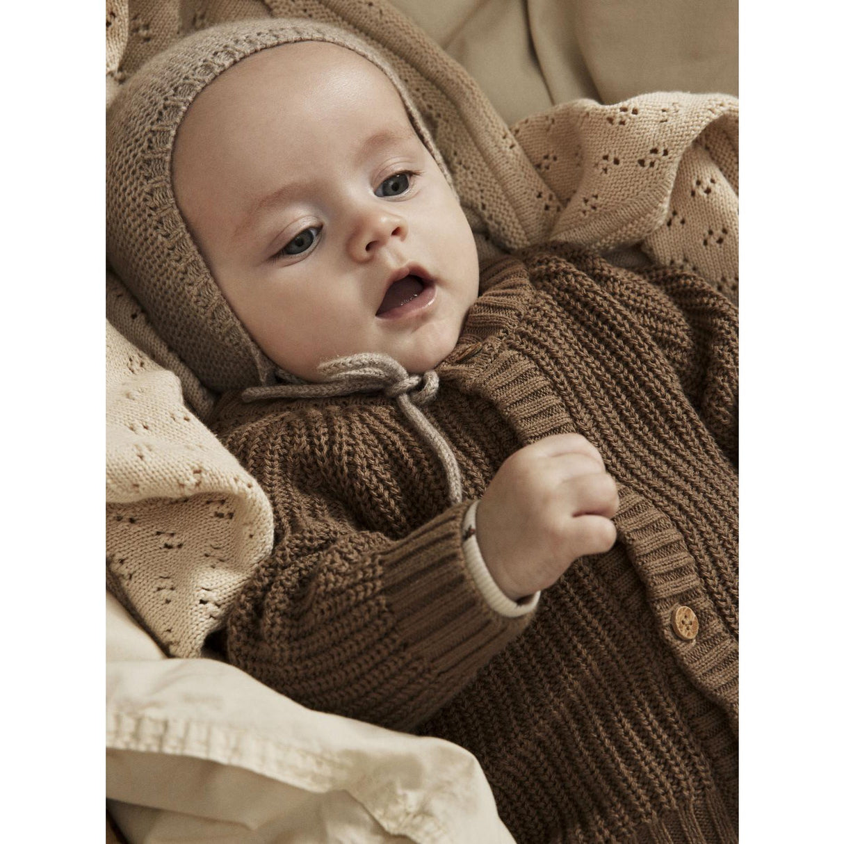 Lil'Atelier Sepia Tint Emlen Stickad Cardigan Noos