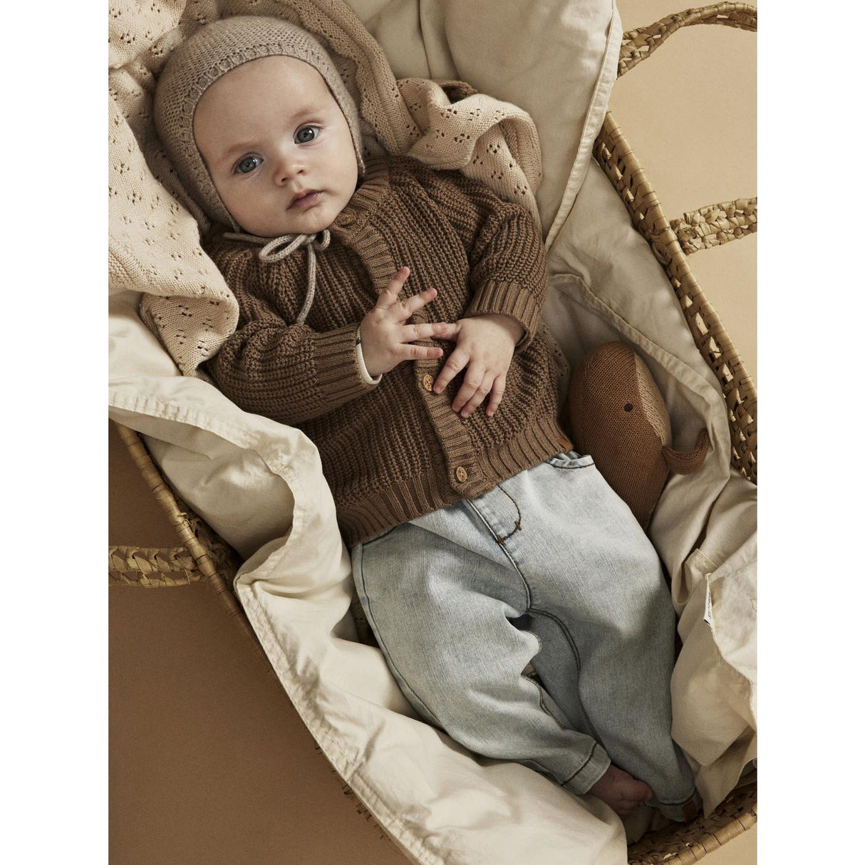 Lil'Atelier Sepia Tint Emlen Stickad Cardigan Noos