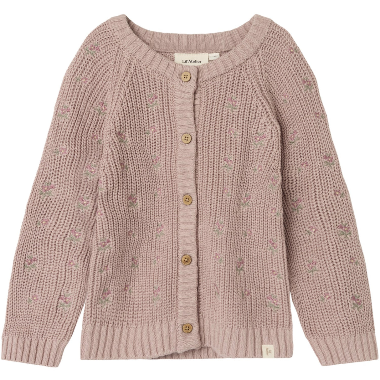 Lil'Atelier Shadow Gray Emlen Embroidery Ao Stickad Cardigan