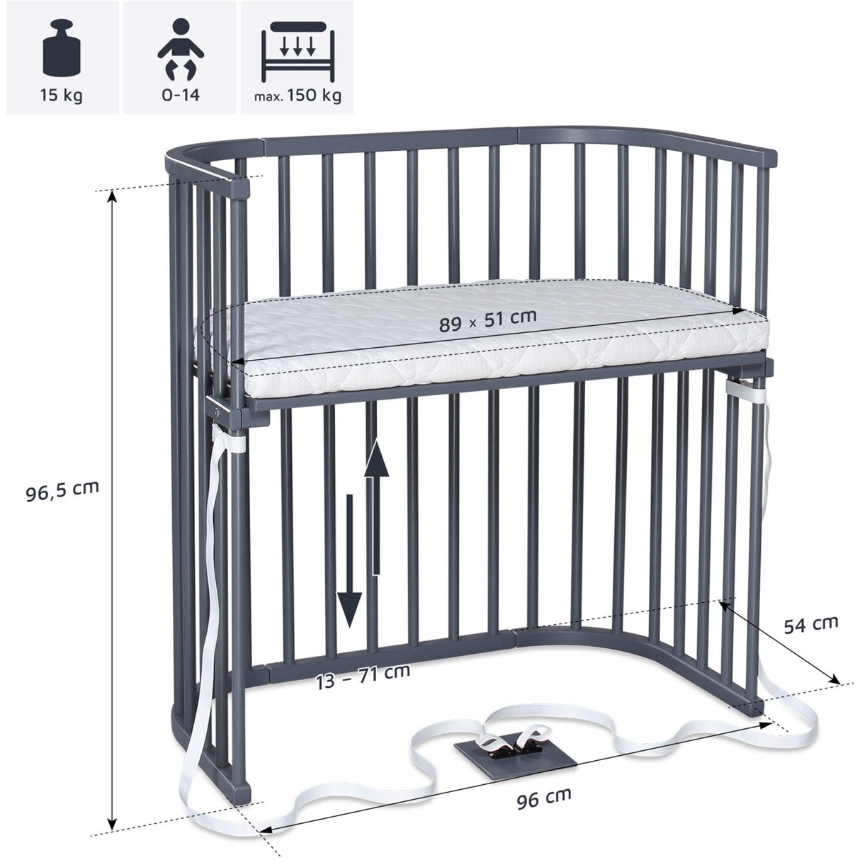 babybay® Grey Varnished Boxspring Co-Sleeper