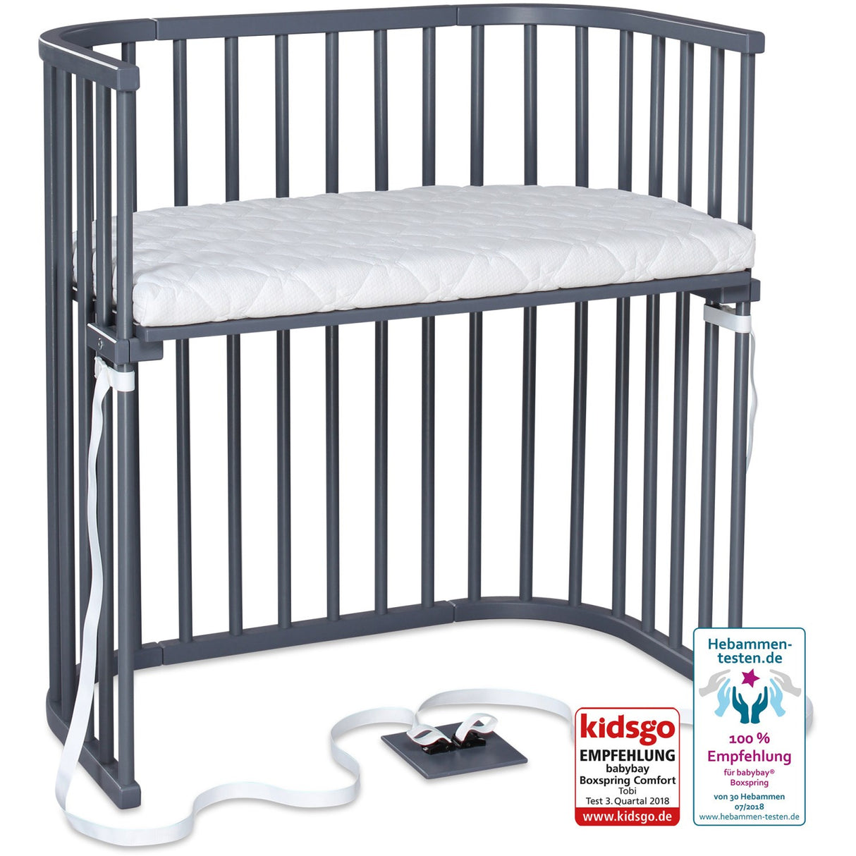 babybay® Grey Varnished Boxspring Co-Sleeper