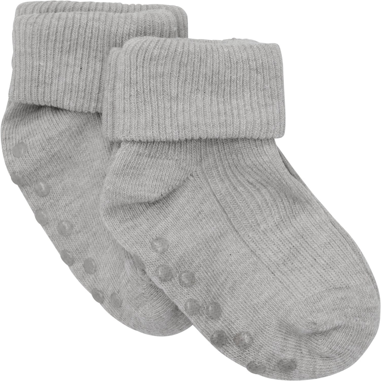 Minymo Light Grey Melange Baby Rib Strumpor 2-Pack