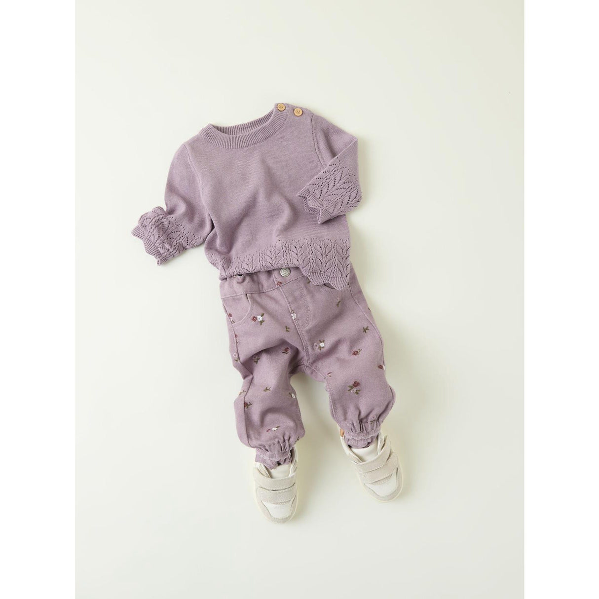 Name It Elderberry Embroidery Rose Loose Twill Byxor