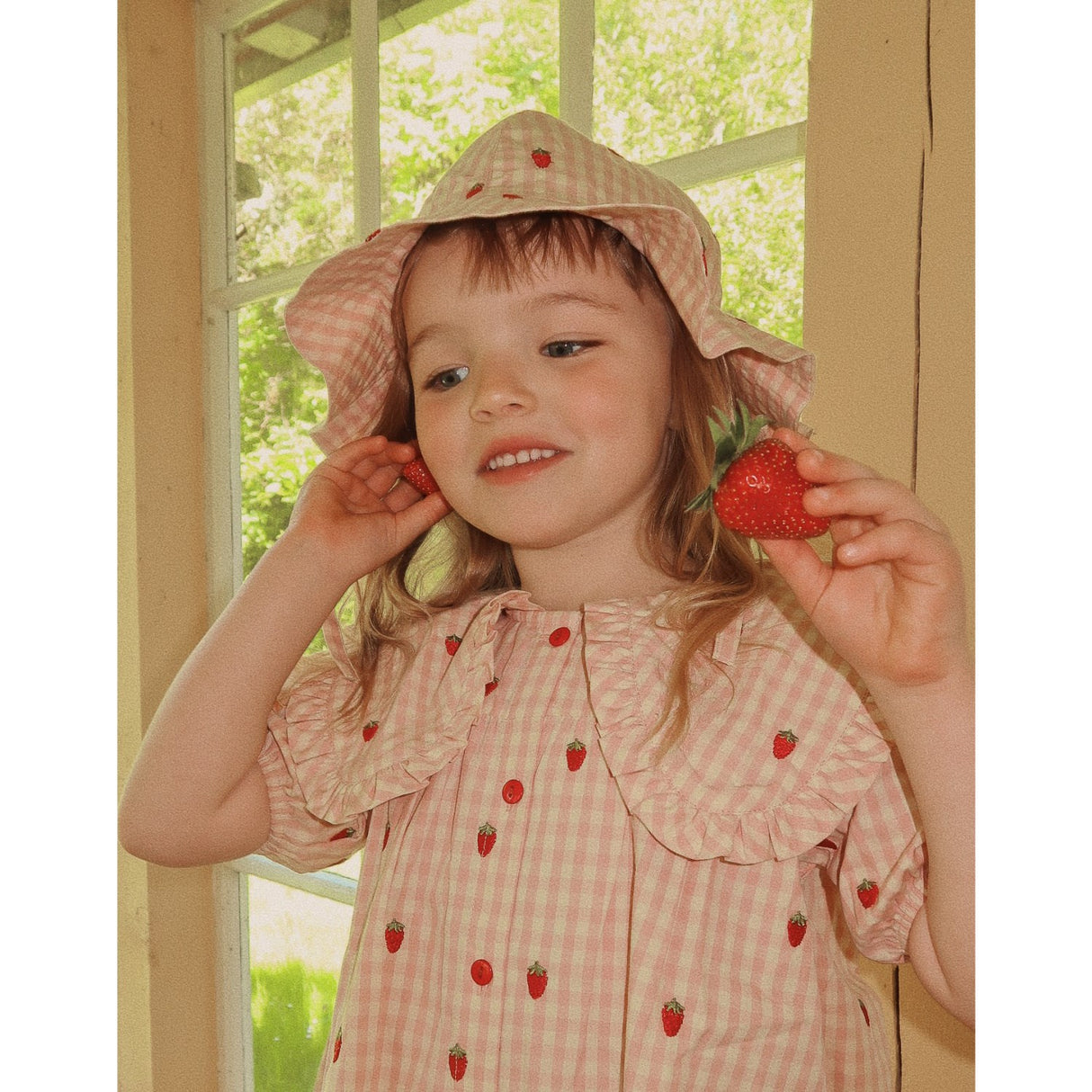 Flöss Rosa Berry Gingham Dolly Solhatt