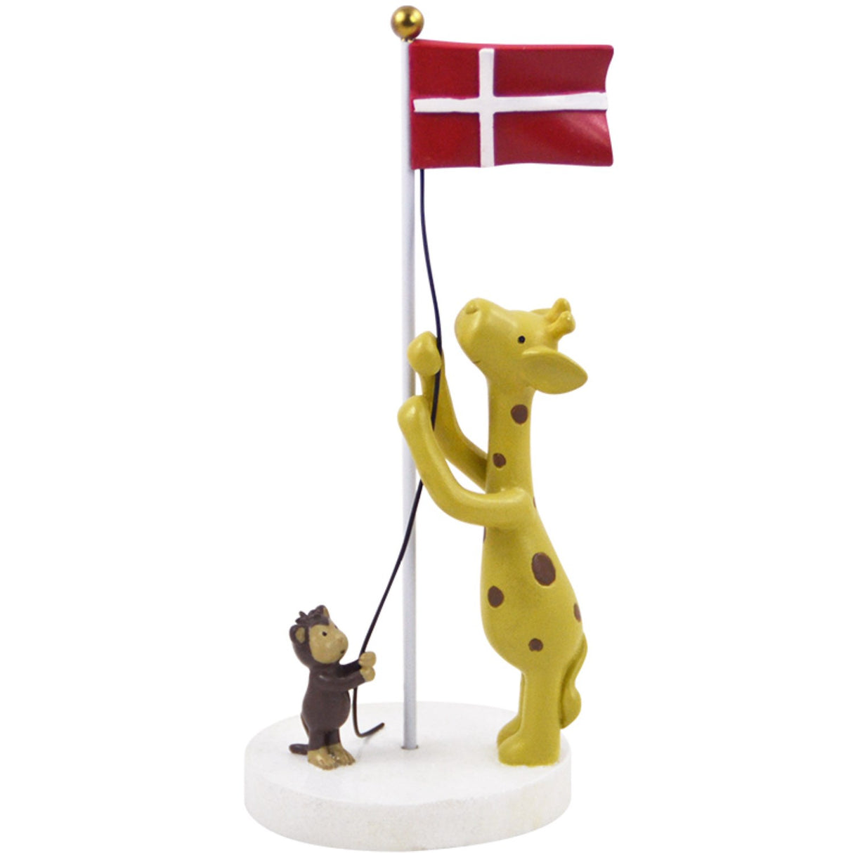 Kids by Friis Bordsflagga med giraff och apa 17 cm