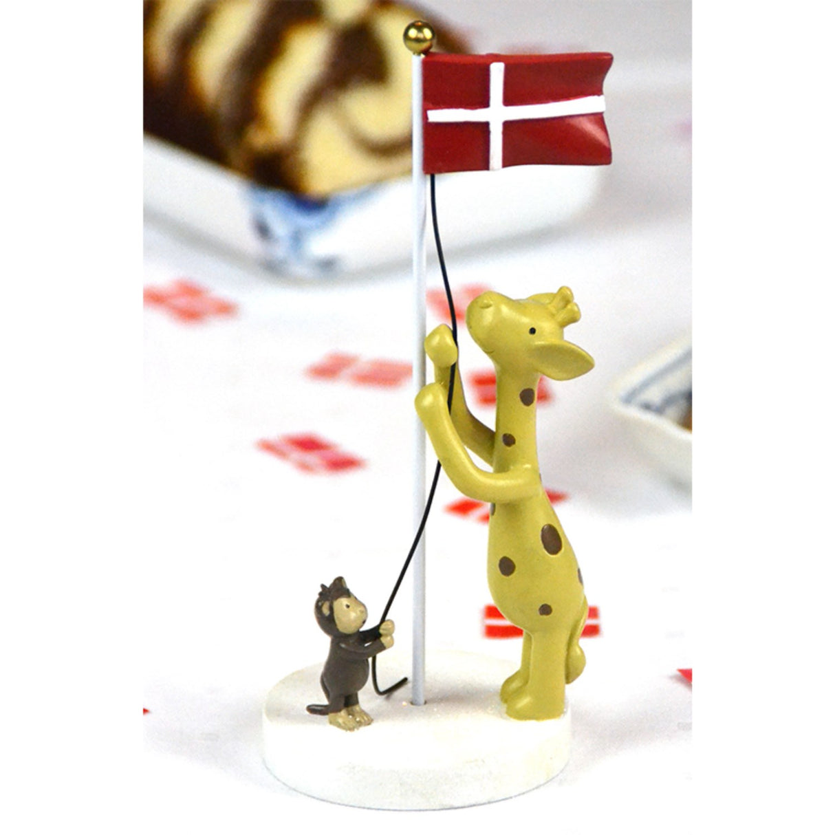 Kids by Friis Bordsflagga med giraff och apa 17 cm