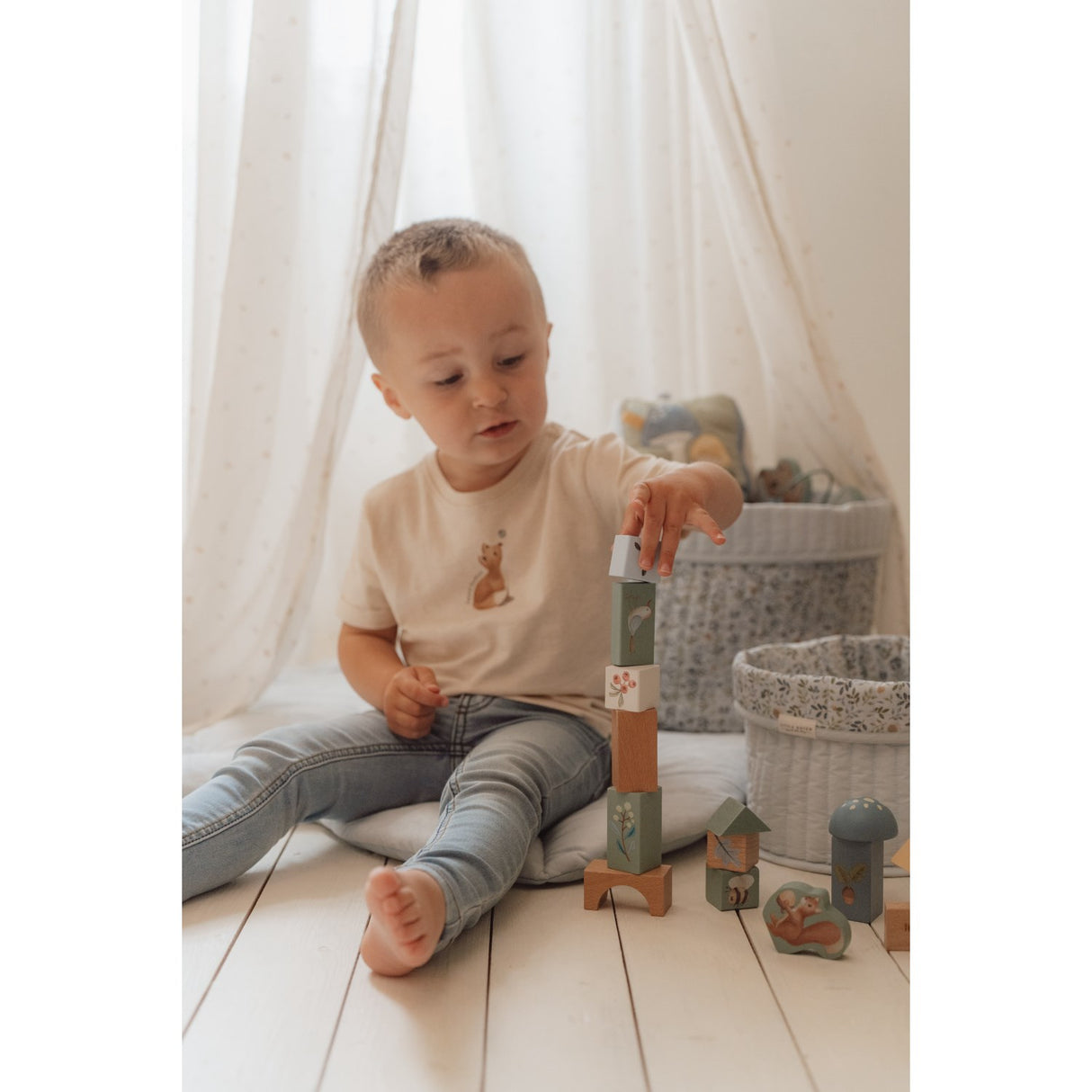 Little Dutch Forest Friends Blue Byggeklodser Trä