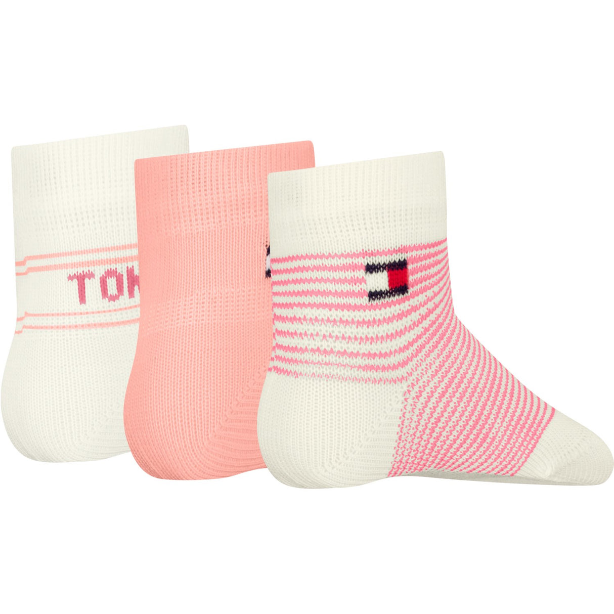 Tommy Hilfiger Pink BabyStrumpor 3-Pack Presentförpackning Stripe