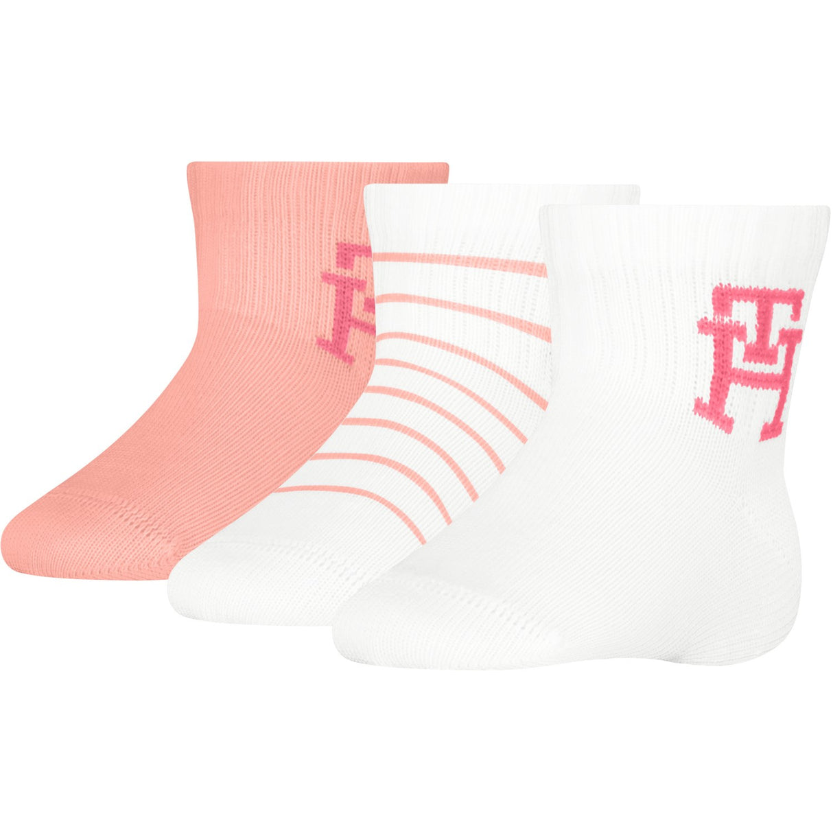 Tommy Hilfiger Pink Baby Strumpor 3-Pack Presentask Monogram