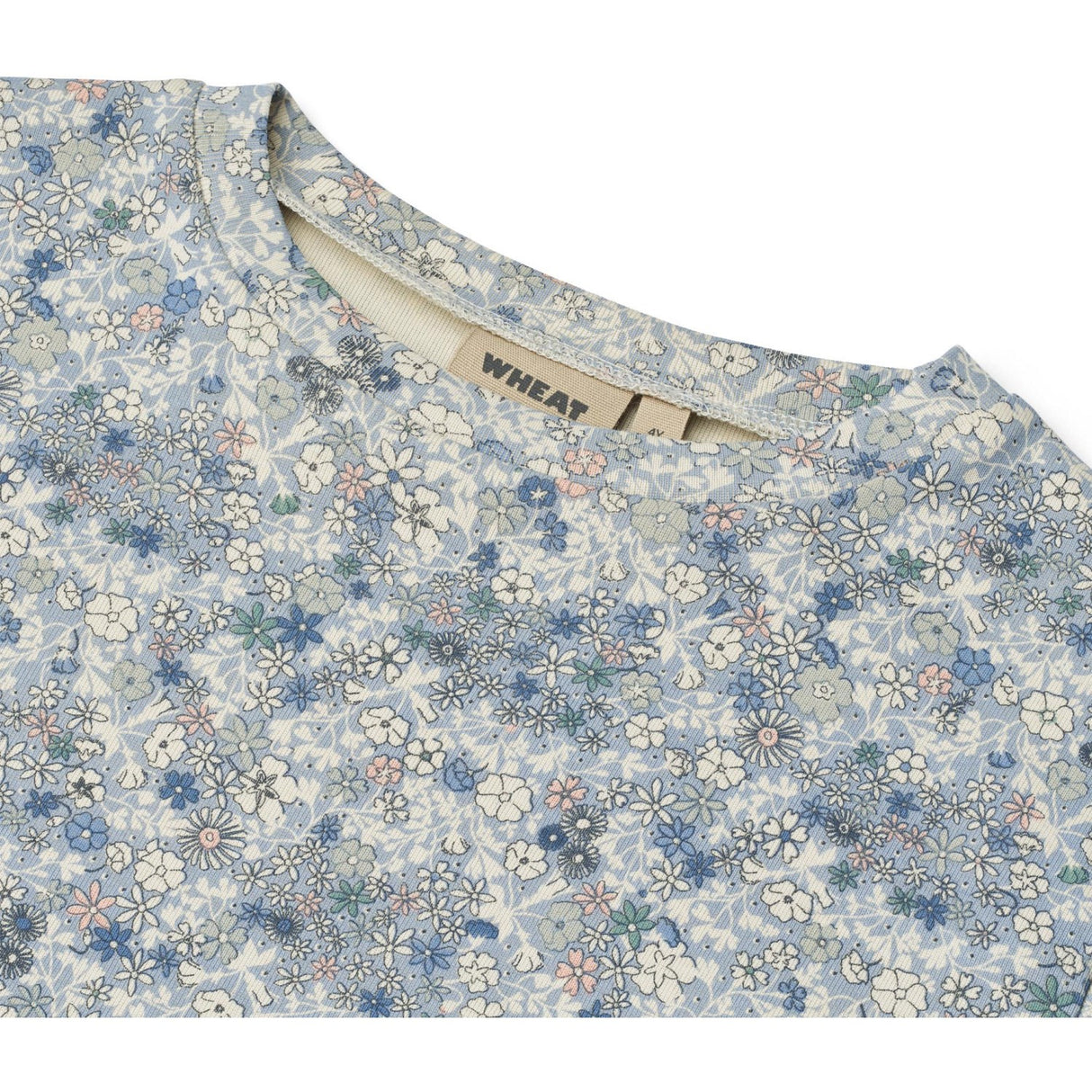 Wheat Blue Summer Flowers T-Skjorta S/S Ella