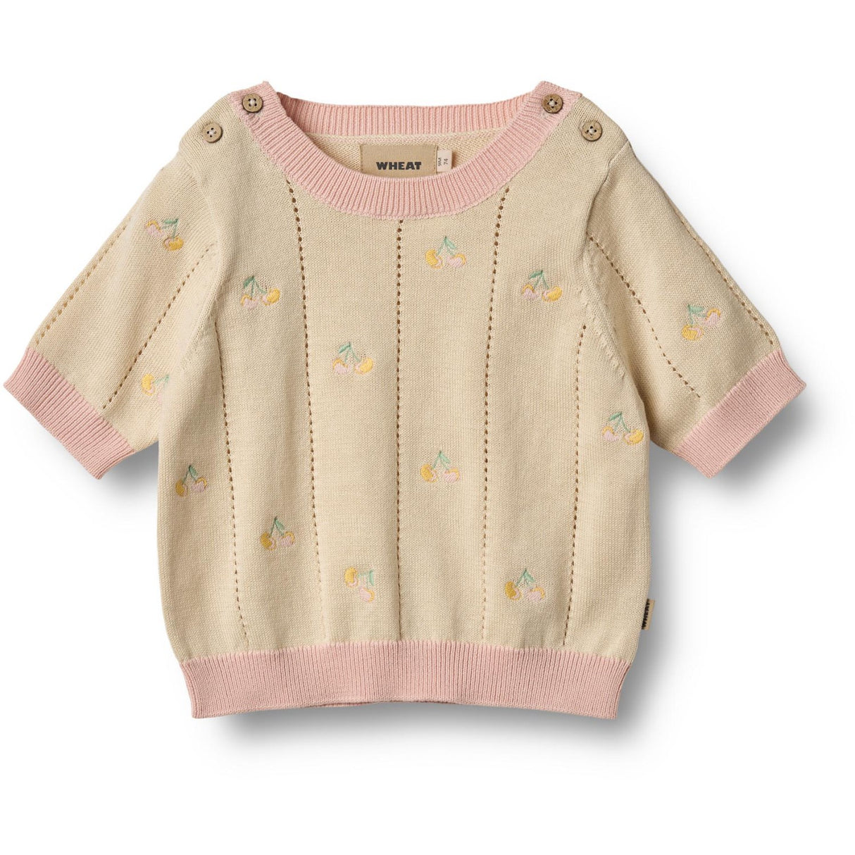 Wheat Sandshell Stickad Topp S/S Malvina