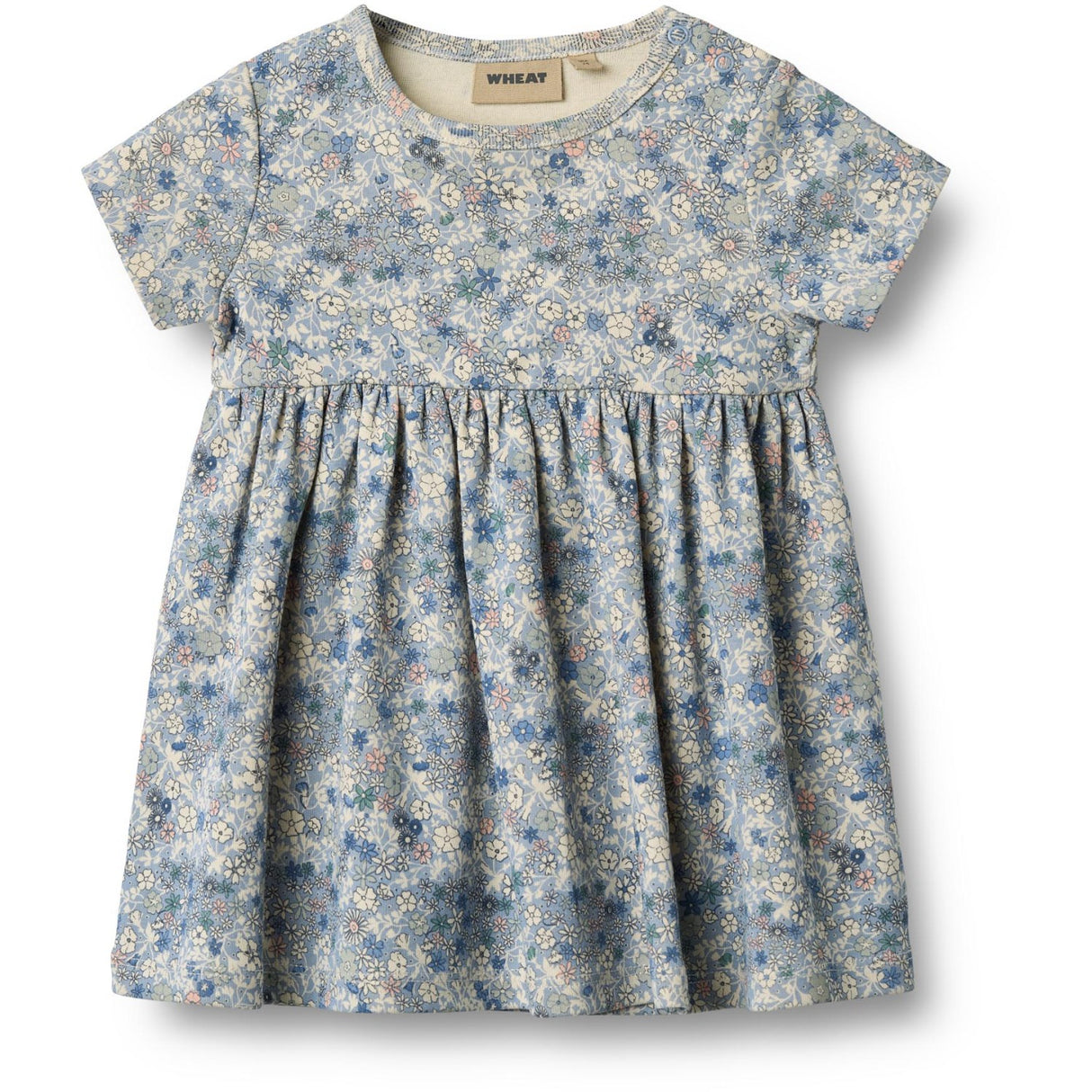 Wheat Blue Summer Flowers Jersey Klänning S/S Nova