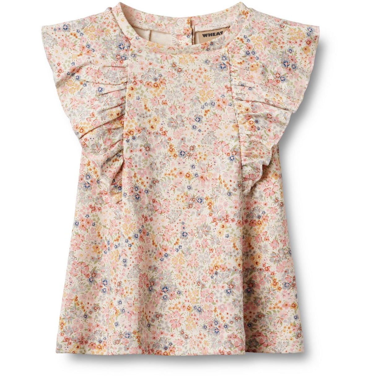 Wheat Bright Flowers Jersey Klänning Ruffle Shirley
