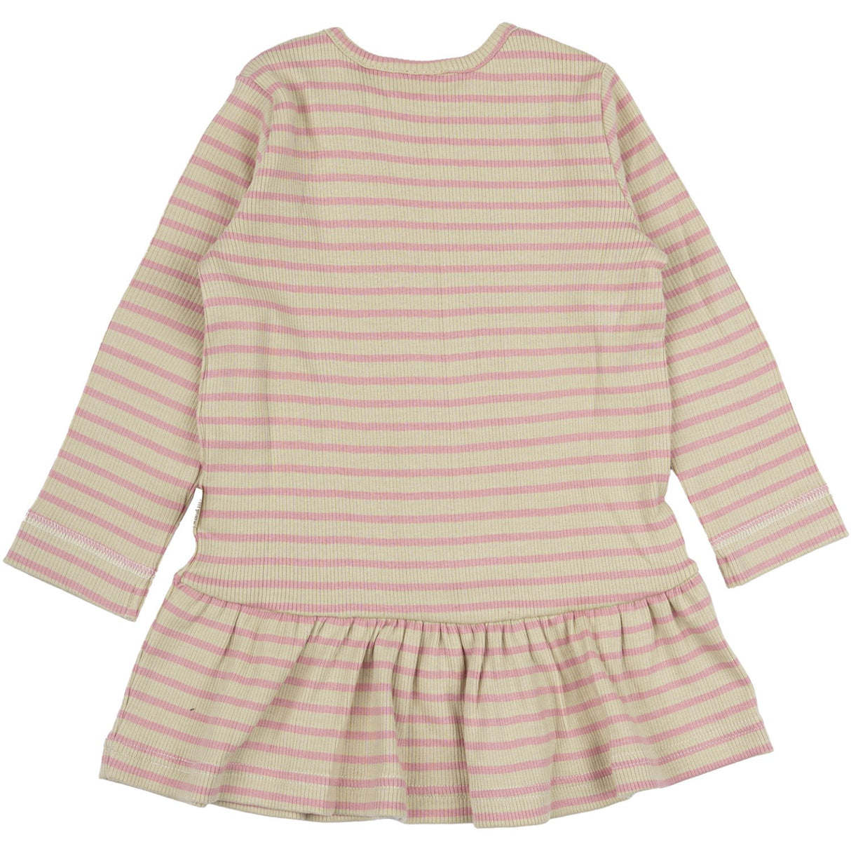 Petit Piao Bright Rose/Dark Off White Klänning L/S Modal Striped