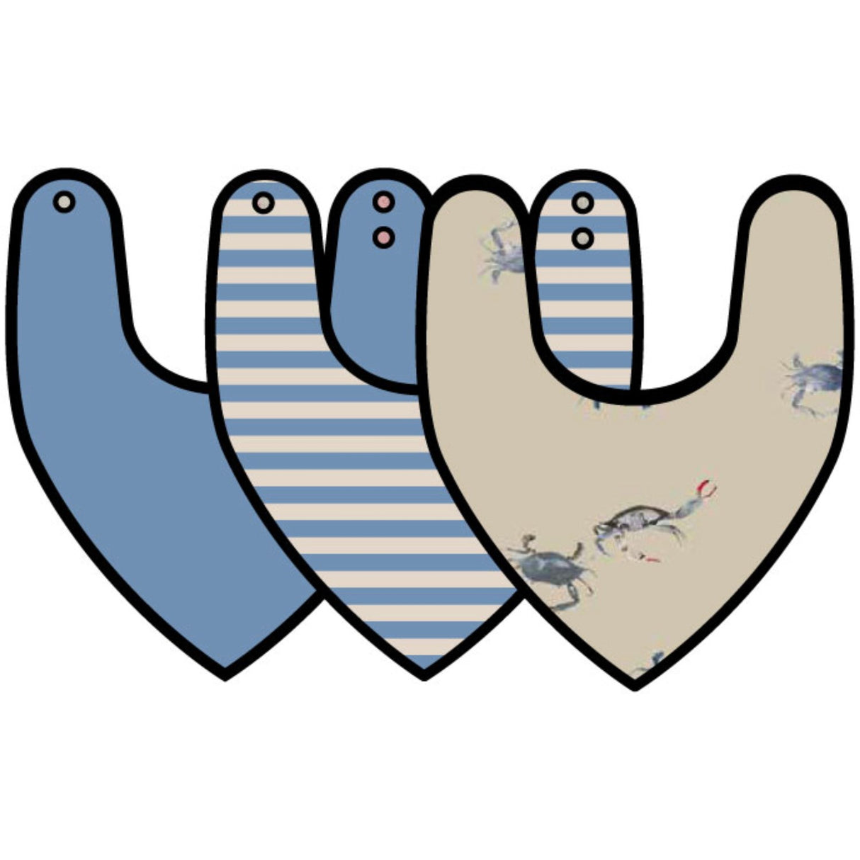 Petit Piao Sea Tyg Haklapp 3 Pack