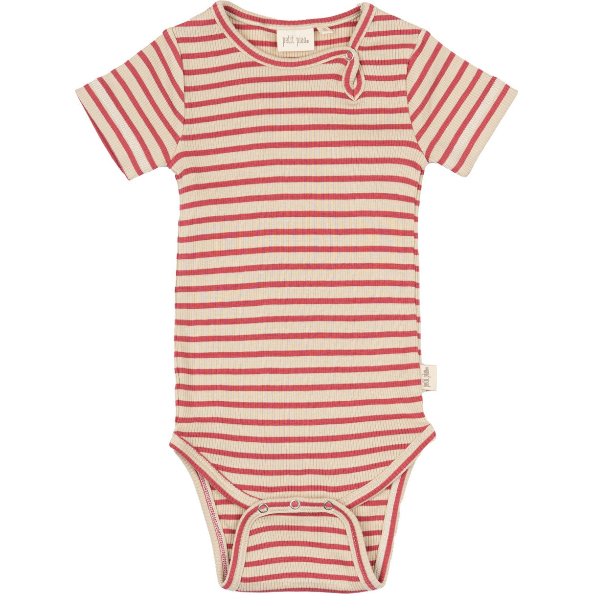 Petit Piao Light Berry/Dark Off White Body S/S Modal Striped
